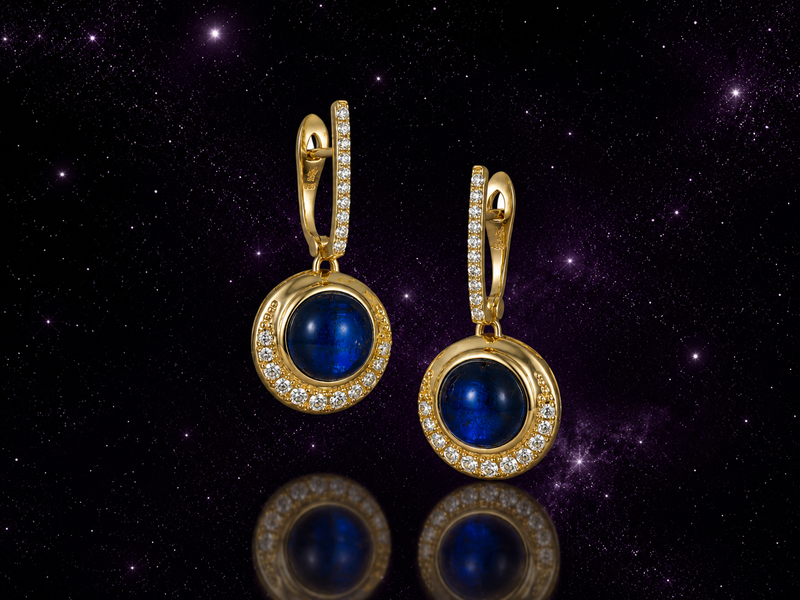 Blue Hour Dangle Button Earring in Kyanite