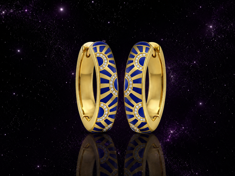Sunray Enamel + Diamond Earrings