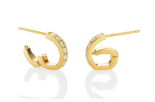 LYRA Gold Huggie Earrings with Diamonds